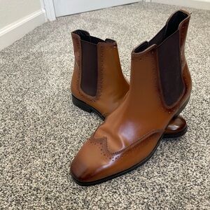 Express Tan Leather Brogue Boots